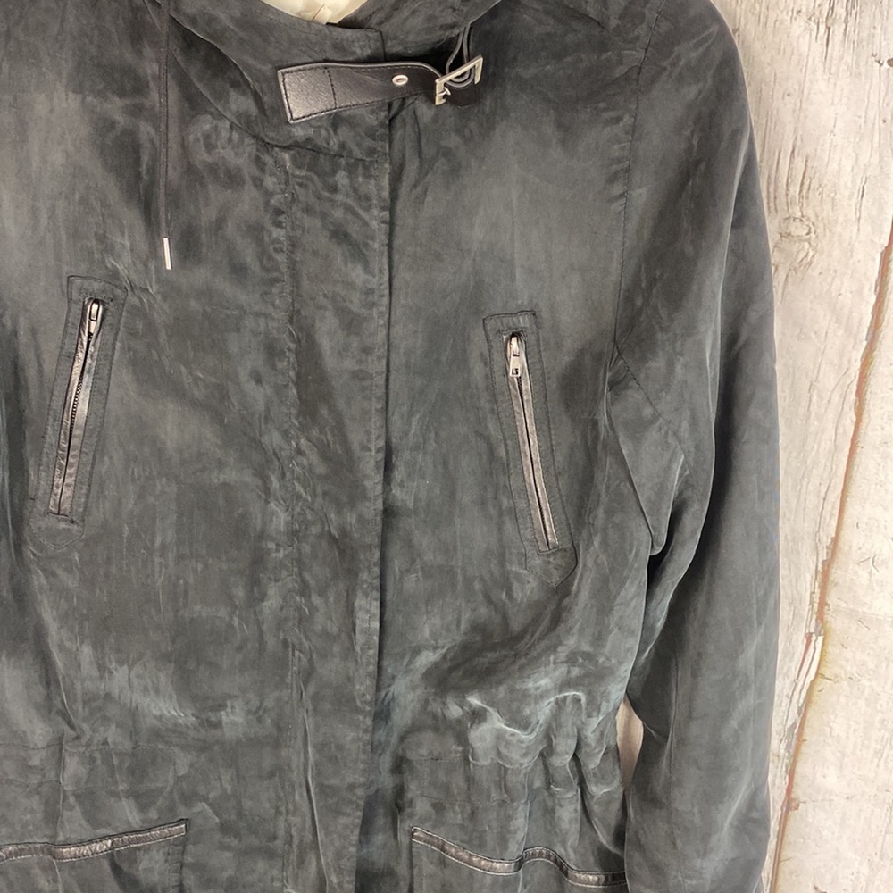 Maje Lambskin Leather Trim Anorak Jacket Size Medium - Picture 8 of 12